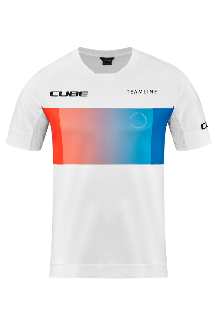 Cube Teamline Rundhalstrikot Kurzarm white´n´blue´n´red