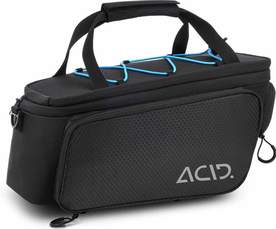 Acid Gepäckträgertasche Trunk City RILink black 8 + 16 L (blaues Gummiband)