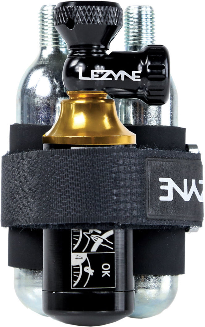 Lezyne Tubeless CO2 Blaster schwarz/gold inkl. zwei CO2 Kartuschen