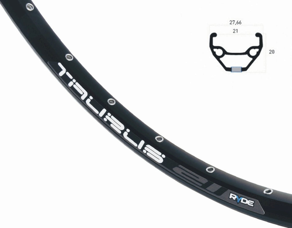 Laufrad HR Rigida Taurus Disc 622 x 21 Shim Deore 8/9/10/11-fach schwarz Schnellspanner Speichen schwarz Center Lock  schwarz