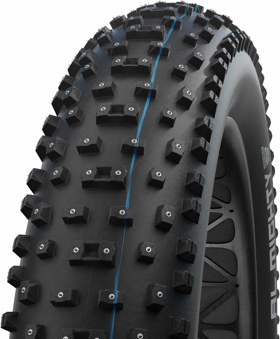 Schwalbe Al Mighty mit Spikes 328 Super Ground, Evolution Line, TLE, SnakeSkin Faltreifen 26" Addix SpeedGrip schwarz 120-559