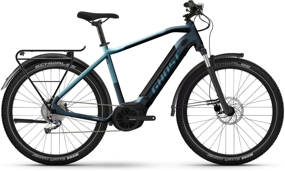 Ghost E-Teru Essential EQ 500 Wh E-Bike Hardtail Diamant 27,5" dark grey/met. light blue - glossy