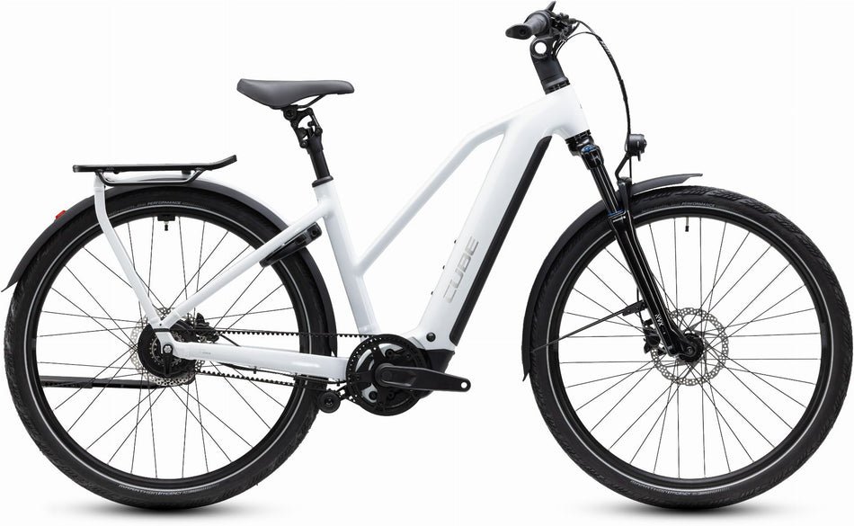 Cube Kathmandu Hybrid Deluxe Pro 800 Wh E-Trekkingbike Trapeze 28" metallicwhite´n´chrome