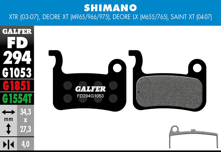 Galfer Bremsbelag Performance Shimano - Deore XT BR-M965/966/975, Deore LX BR-M 34,3 x 27,3 x 4 mm 1 Paar schwarz