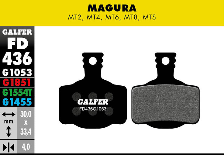 Galfer Bremsbelag Performance Magura - MT2, MT4, MT6, MT8, MTS, H11, MAGURA/CA 30 x 33,4 x 4 mm 1 Paar schwarz