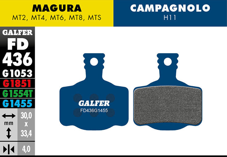 Galfer Bremsbelag Road Magura - MT2, MT4, MT6, MT8, MTS, H11 30 x 33,4 x 4 mm 1 Paar blau