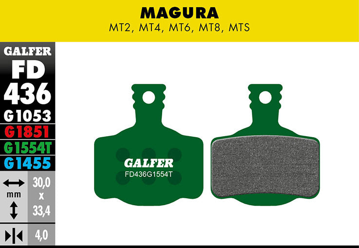 Galfer Bremsbelag Pro Magura - MT2, MT4, MT6, MT8, MTS, H11 30 x 33,4 x 4 mm 1 Paar grün