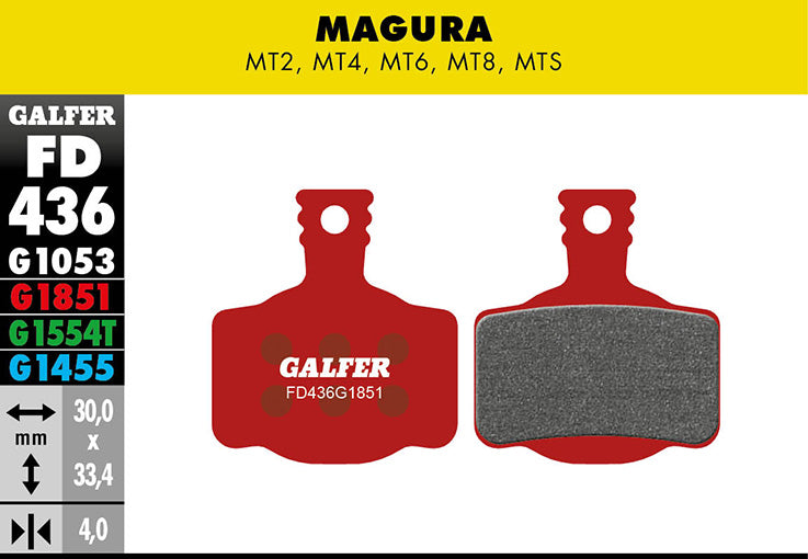 Galfer Bremsbelag Advanced Magura - MT2, MT4, MT6, MT8, MTS, H11 30 x 33,4 x 4 mm 1 Paar rot