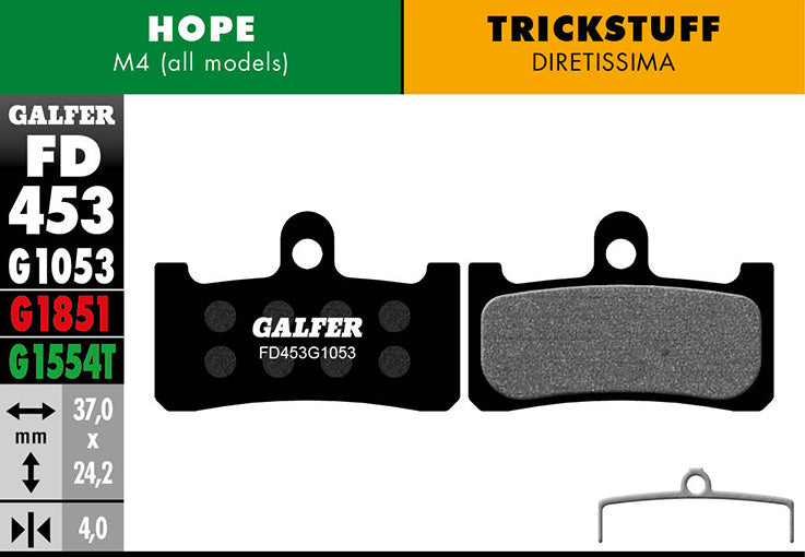 Galfer Bremsbelag Performance Hope M4/Trickstuff C41 Diretissima schwarz 37 x 24,2 x 4 mm 1 Paar schwarz