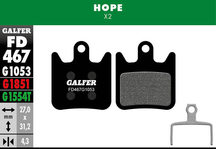 Galfer Bremsbelag Performance Hope X2 27 x 31,2 x 4,3 mm 1 Paar schwarz