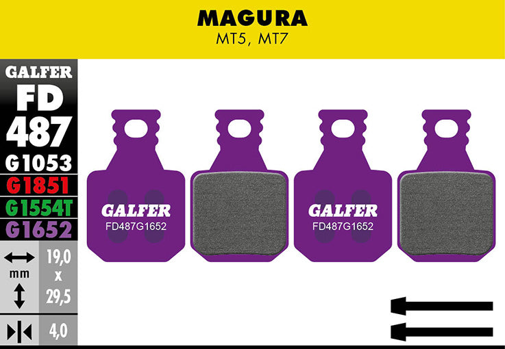 Galfer E-Bike Bremsbelag Magura - MT5, MT7 19 x 29,5 x 4 mm 1 Paar violett