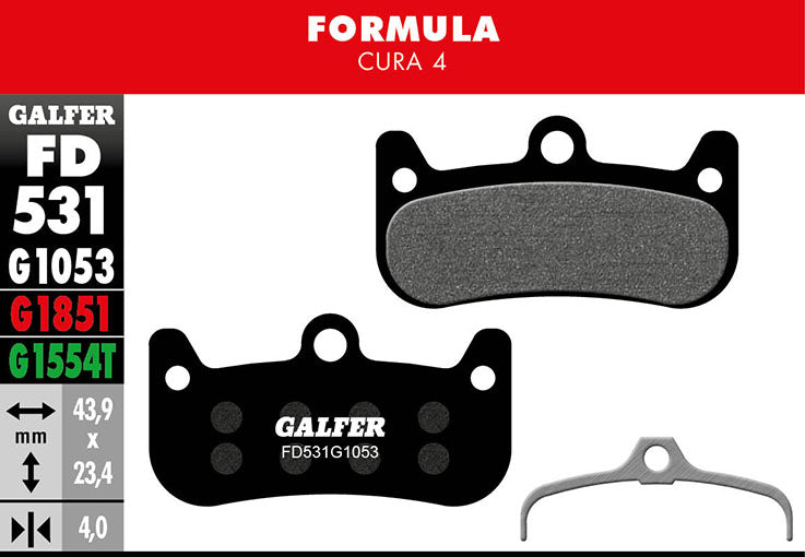 Galfer Bremsbelag Performance Formula - Cura 4 43,9 x 23,4 x 4 mm 1 Paar schwarz