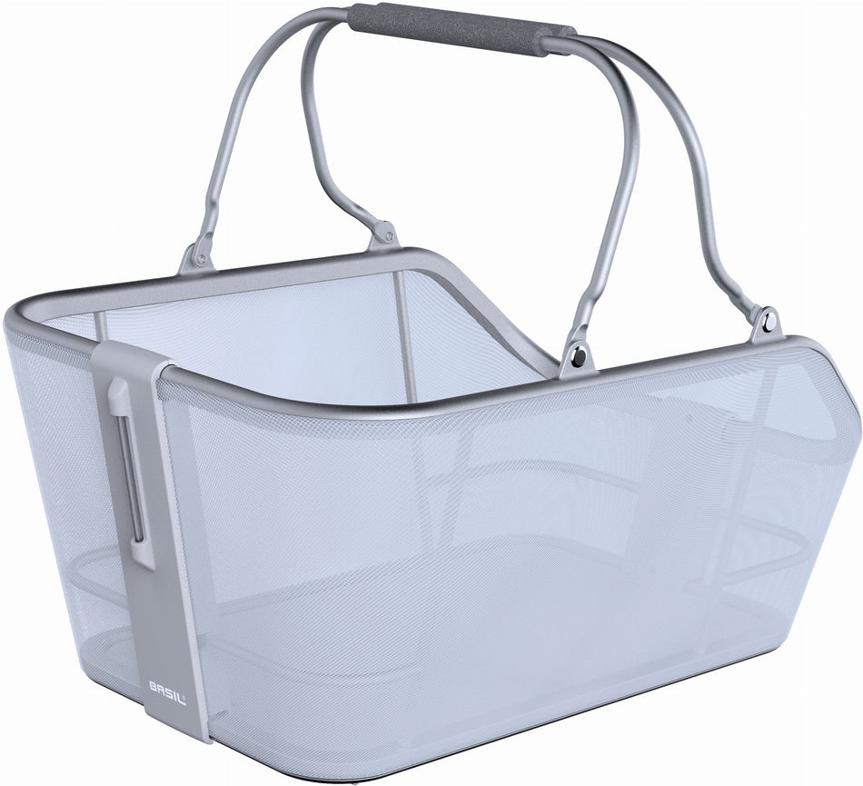 Basil Cento Tech Fiber Nordlicht Mik Gepäckträgerkorb blau silber 21 L