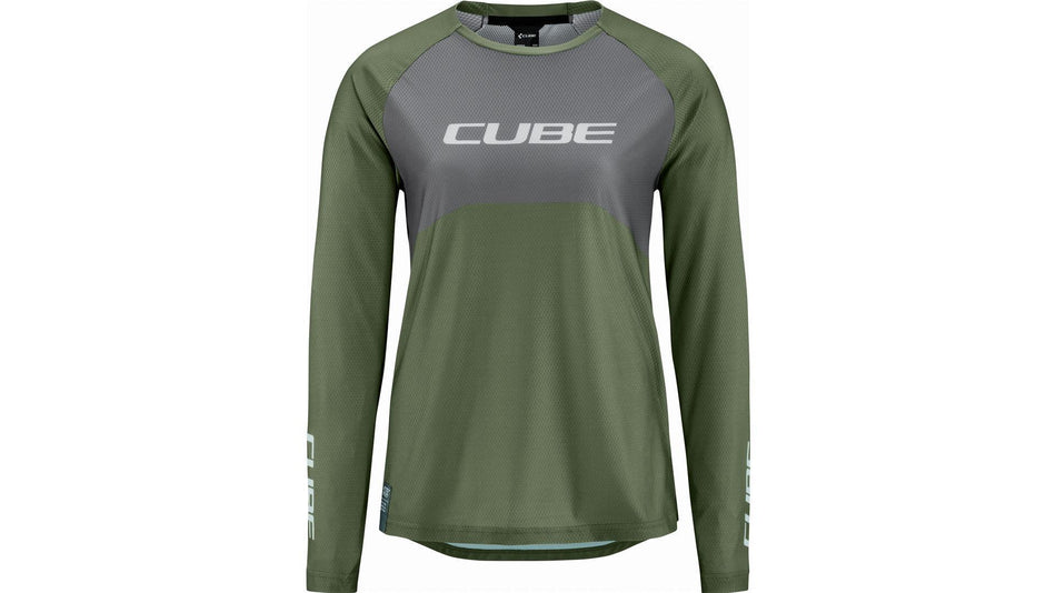 Cube Vertex WS Rundhalstrikot TM Langarm olive