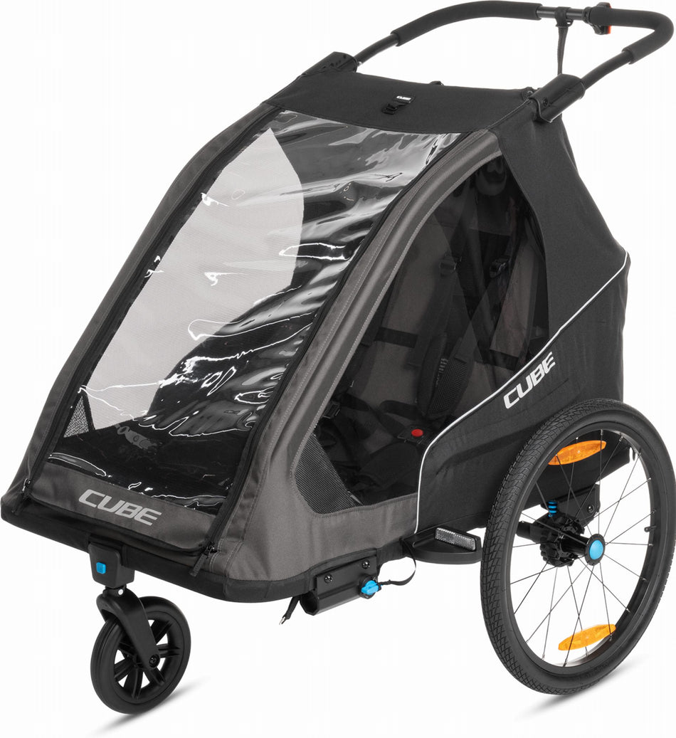 Cube Kinder Fahrradanhänger Double PURE black´n´grey