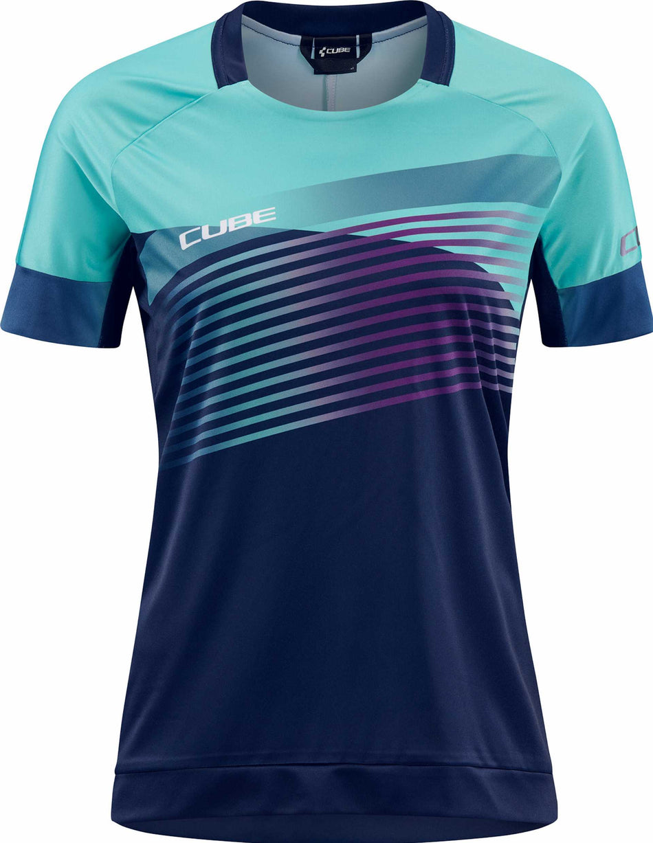 Cube Teamline WS Rundhalstrikot Kurzarm blue´n´mint