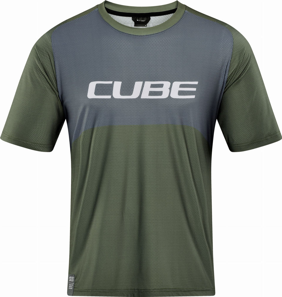 Cube Vertex Rundhalstrikot TM Kurzarm olive´n´grey