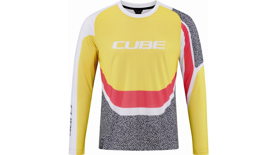 Cube Vertex Rundhalstrikot Langarm yellow´n´pink