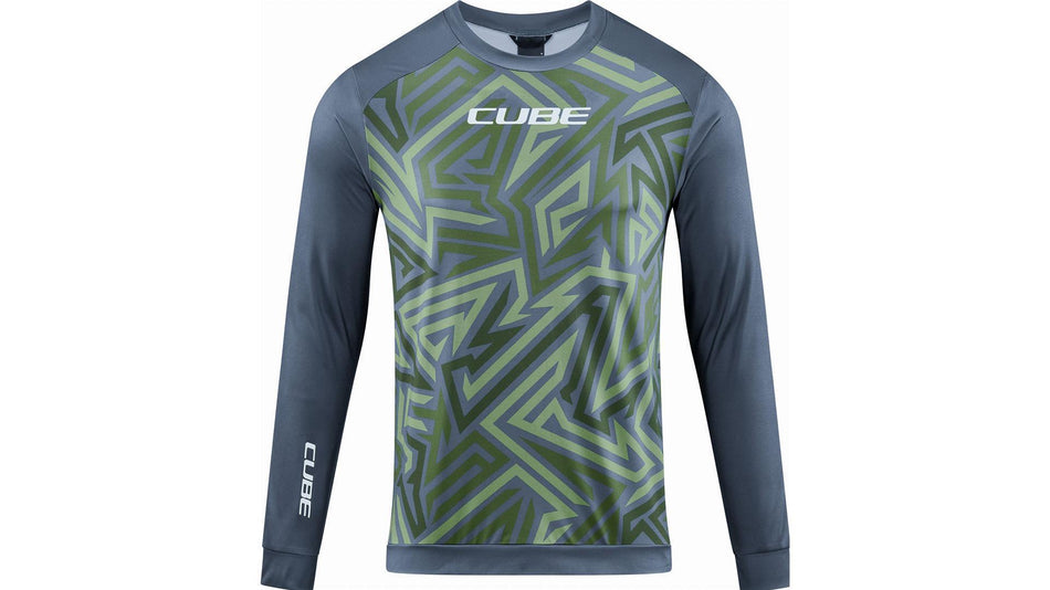 Cube ATX Rundhalstrikot TM Langarm olive´n´grey
