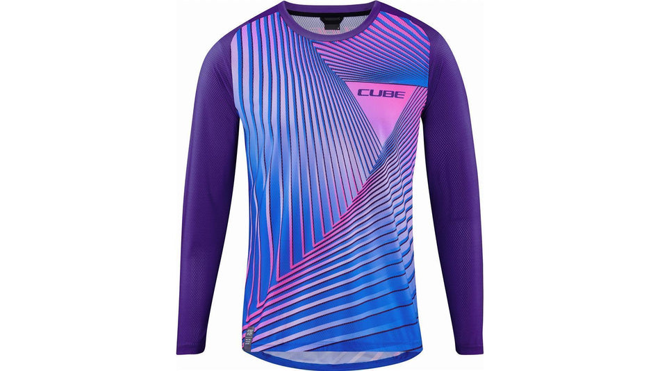 Cube Vertex Rundhalstrikot Langarm blue´n´pink