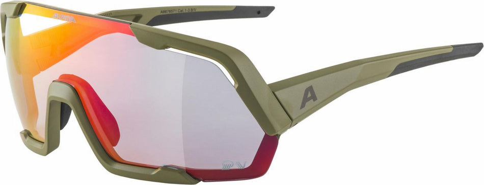 Alpina Rocket QV Sportbrille olive matt/mirror rainbow