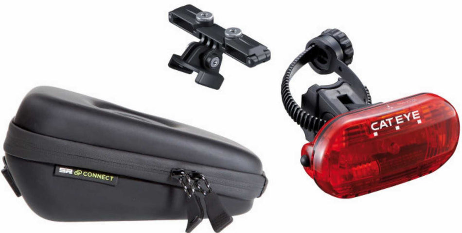 SP Connect Saddle Case Set Satteltasche mit Cateye Omni 3
