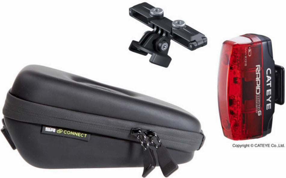 SP Connect Saddle Case Set Satteltasche mit Cateye Micro G