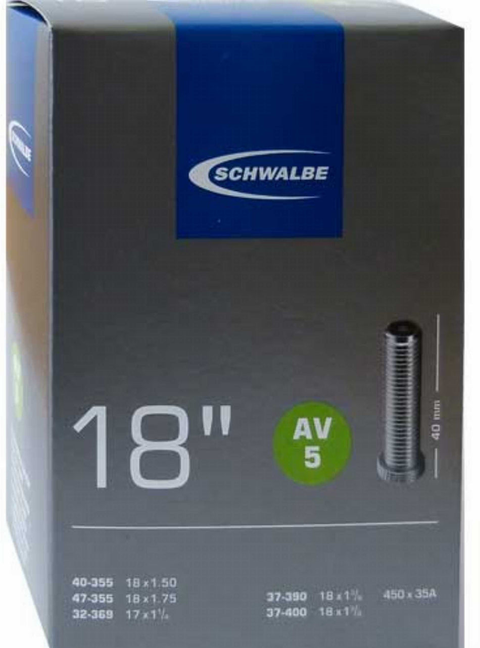 Schwalbe Fahrradschlauch AV Ventil Nr. 5  18",40 mm,32/47-355/400