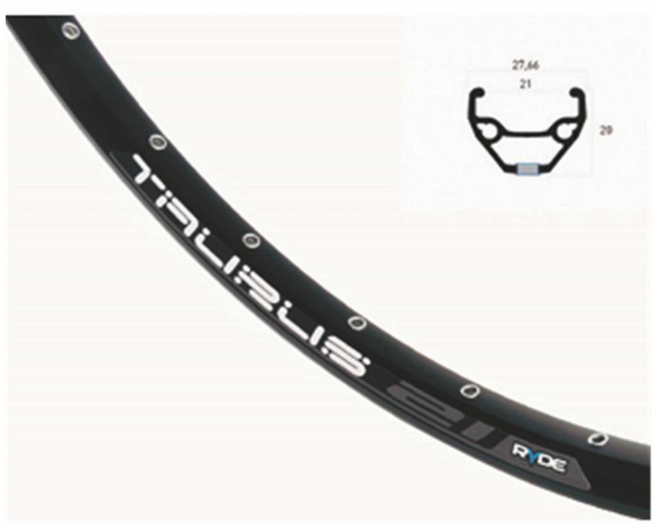 Laufrad HR Rigida Taurus 21 Disc schwarz + Shimano RM475 Disc 6-Loch schwarz 29"