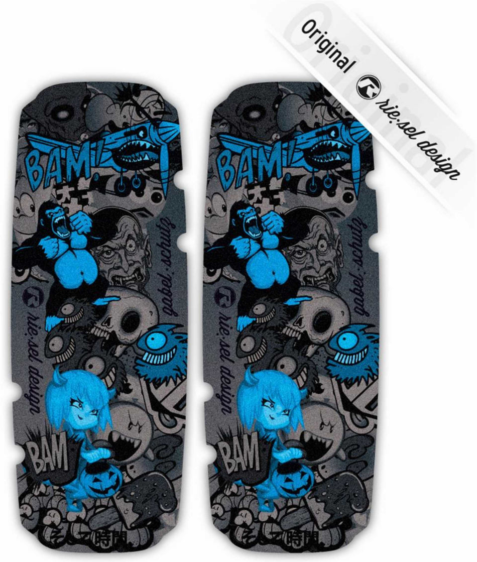 rie:sel gabelschu:tz Gabelschutz Stickerbomb ultrablack blue
