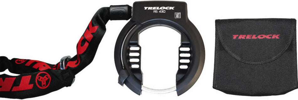 Trelock RS 430 P-O-Z AZ Rahmenschloss + ZR 355 100/6 Anschlusskette mit Tasche