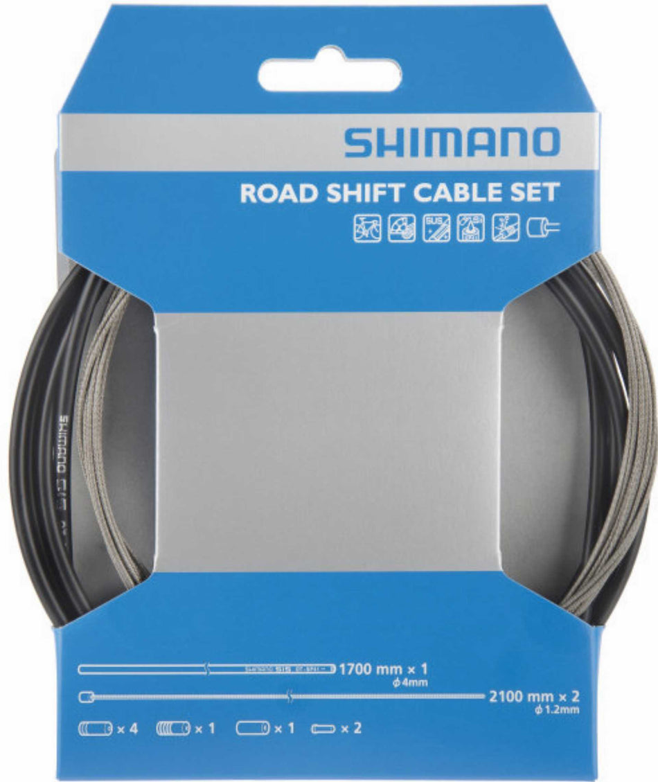 Shimano Schaltzug-Set Road Edelstahl, Edelstahl, 2x 2.100 mm, OT-SP41, 1.700 mm, Schwarz