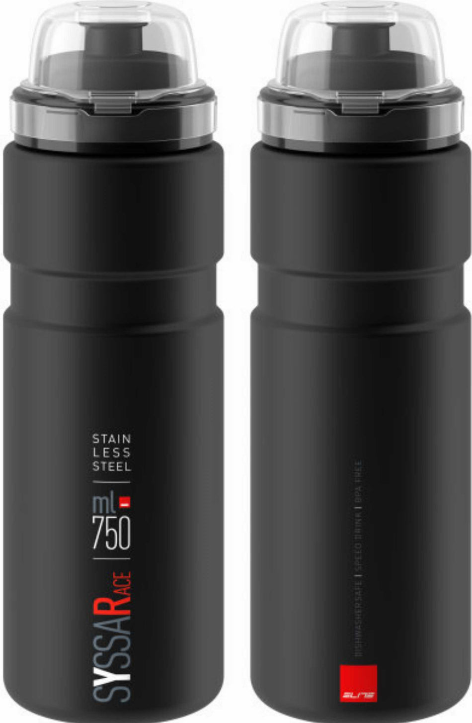 Elite Syssa Race Edelstahl-Trinkflasche schwarz matt 750 ml