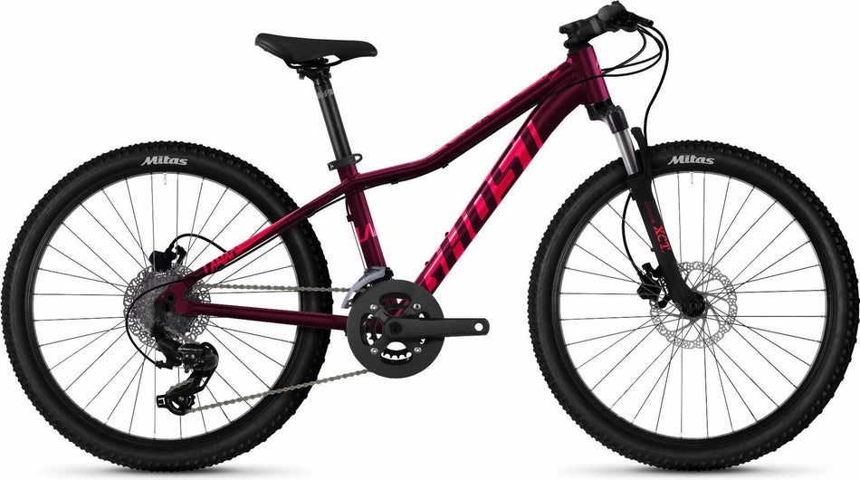 Ghost Lanao Essential Jugendrad 24" black berry/pink