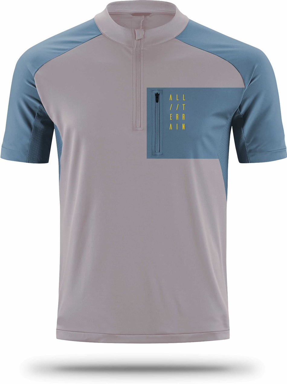 Cube ATX Trikot Half Zip Kurzarm beige´n´blue