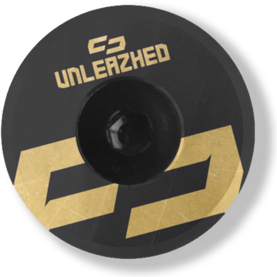 Unleazhed AL01 Top Cap Aluminium Logo Skin 1 pcs, 1 aluminium screw M6 gold