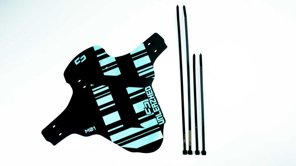 Unleazhed M01 Mudguard Logo Skin unsplash 1 pcs, 4 cable ties turquoise