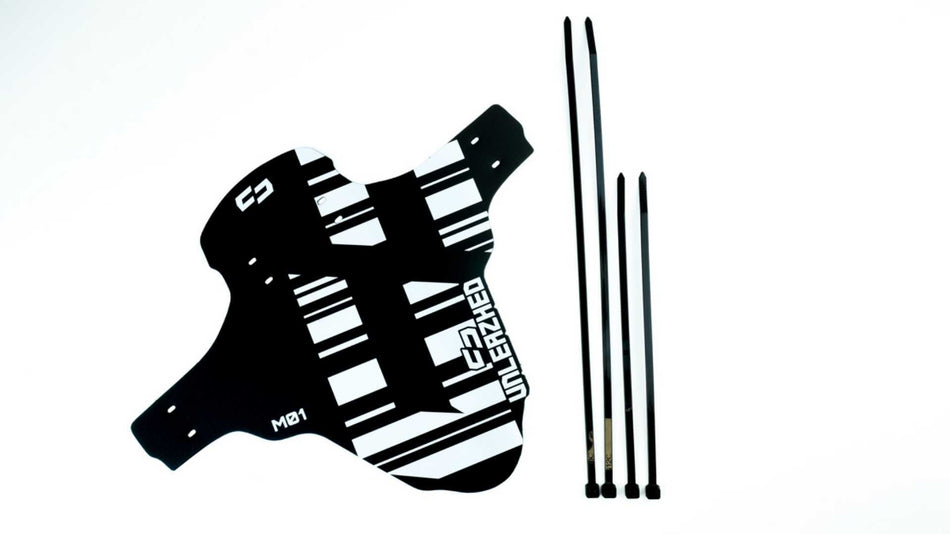 Unleazhed M01 Mudguard Logo Skin unsplash 1 pcs, 4 cable ties white