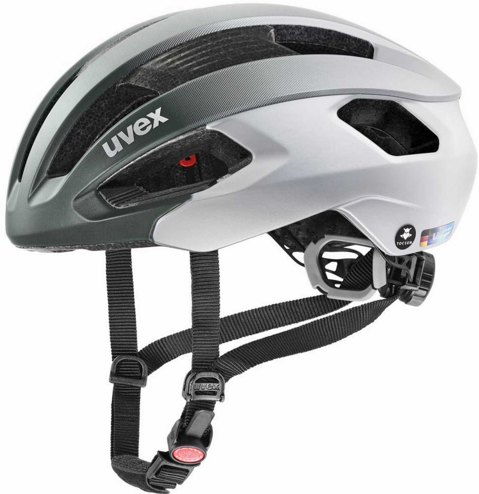 Uvex Rise CC Tocsen Rennrad-Helm irish green - silver matt