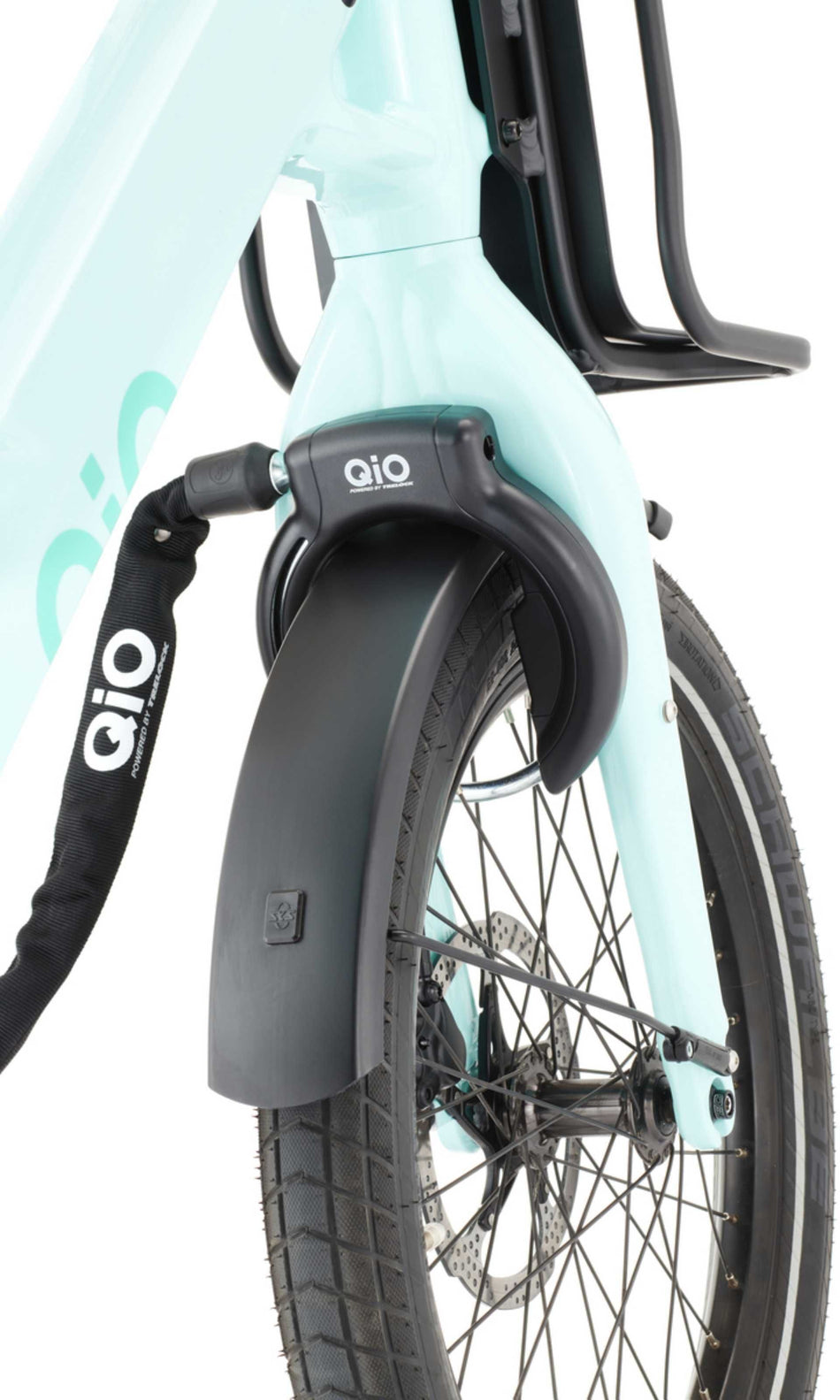 Qio Schlossset Trelock RS 480 + Einsteckkette 100cm + Akkuschliesszylinder für PowerPack 400/500