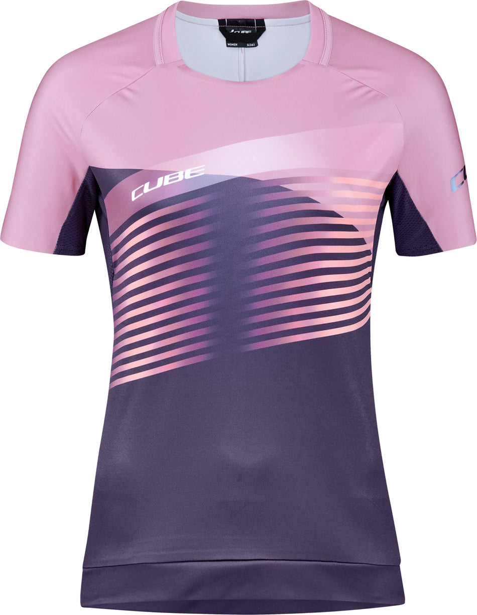 Cube Teamline WS Rundhalstrikot Kurzarm violet´n´rose