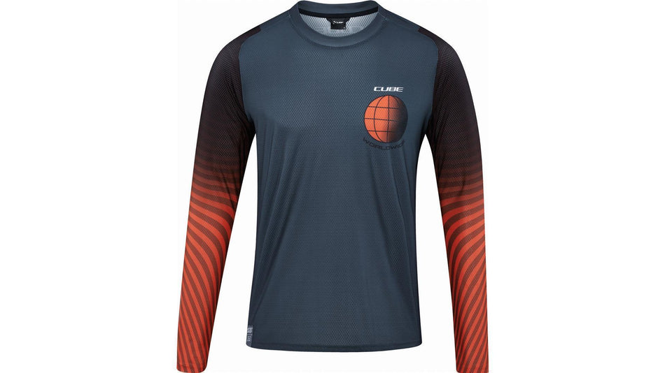 Cube Vertex Rundhalstrikot Kurzarm grey´n´red