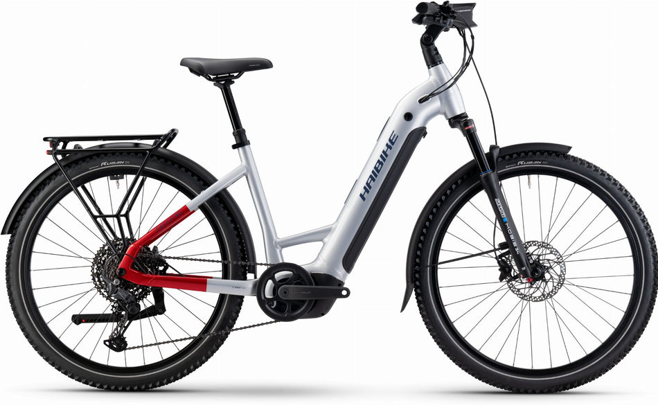 Haibike Trekking 7 800 Wh E-Bike Wave 27,5" soft grey/red/blue glänzend