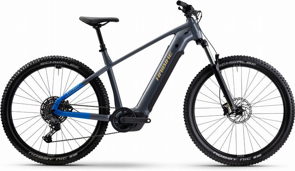 Haibike AllTrack 6.5 600 Wh E-Bike Hardtail Diamant grey/blue/yellow glänzend