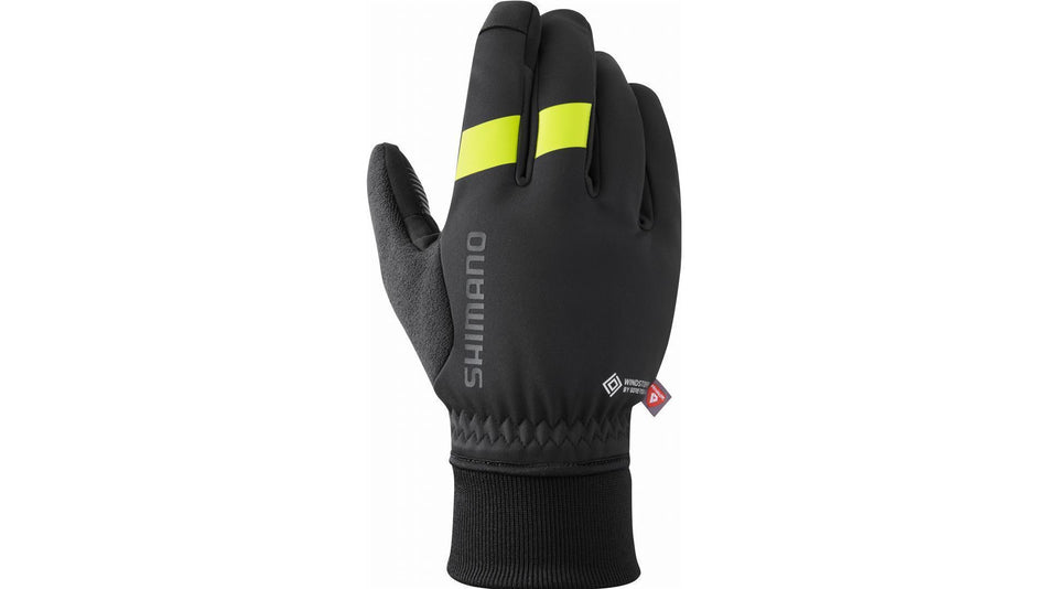 Shimano Windstopper Primaloft® windabweisende und wärmeisolierende Handschuhe lang Black/Yellow