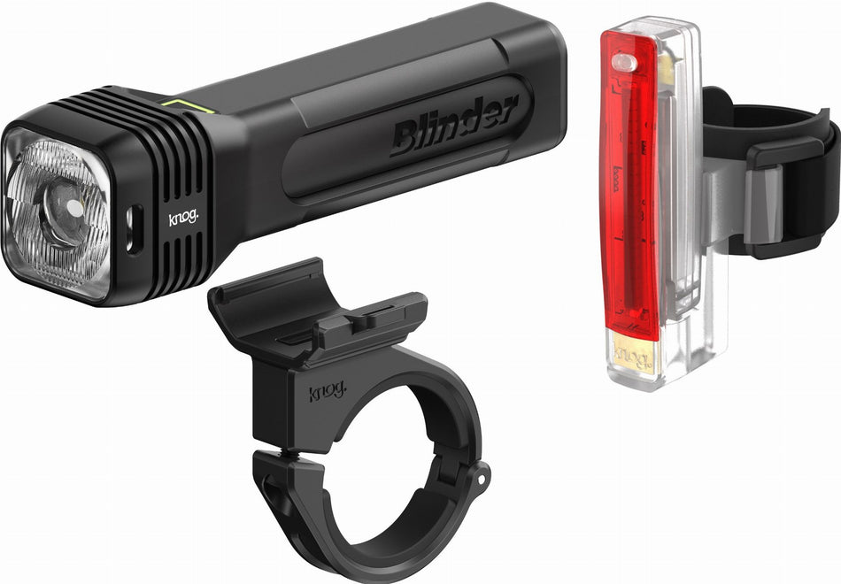 Knog Blinder 80 Lux + Plus Twinpack StVZO Beleuchtungsset inkl. Lenkerhalterung schwarz