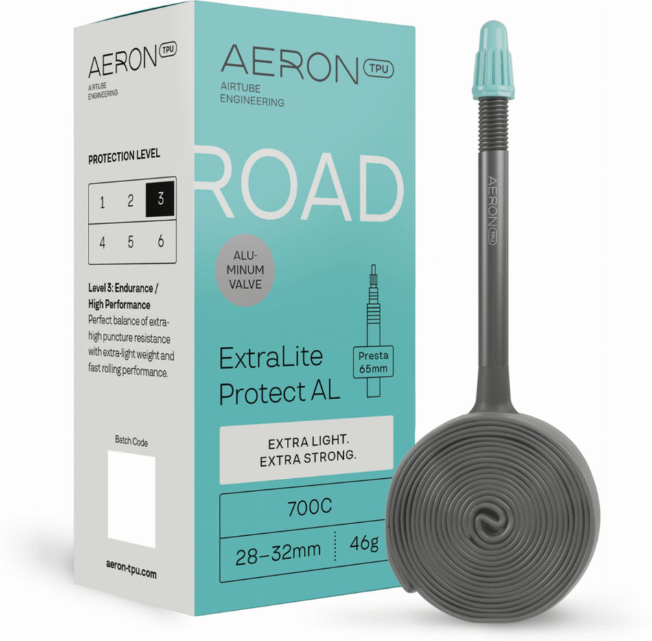 Aeron/TPU Road - ExtraLite Protect AL 28-32 mm Schlauch 28" black Ventil SV 65 mm