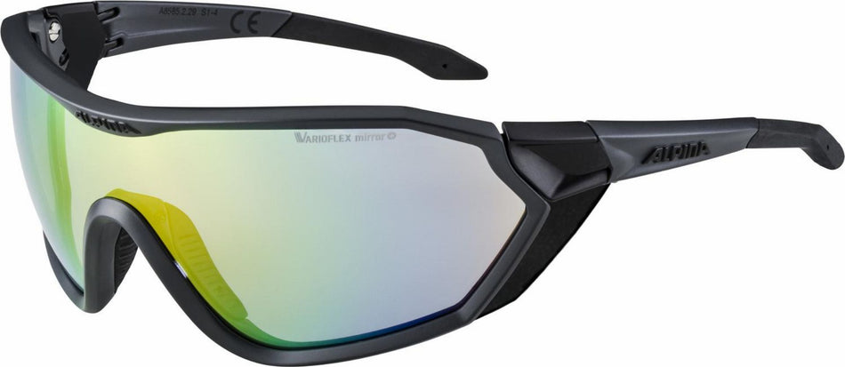 Alpina S-Way V Sportbrille coal matt-black/varioflexmirror+ rainbow