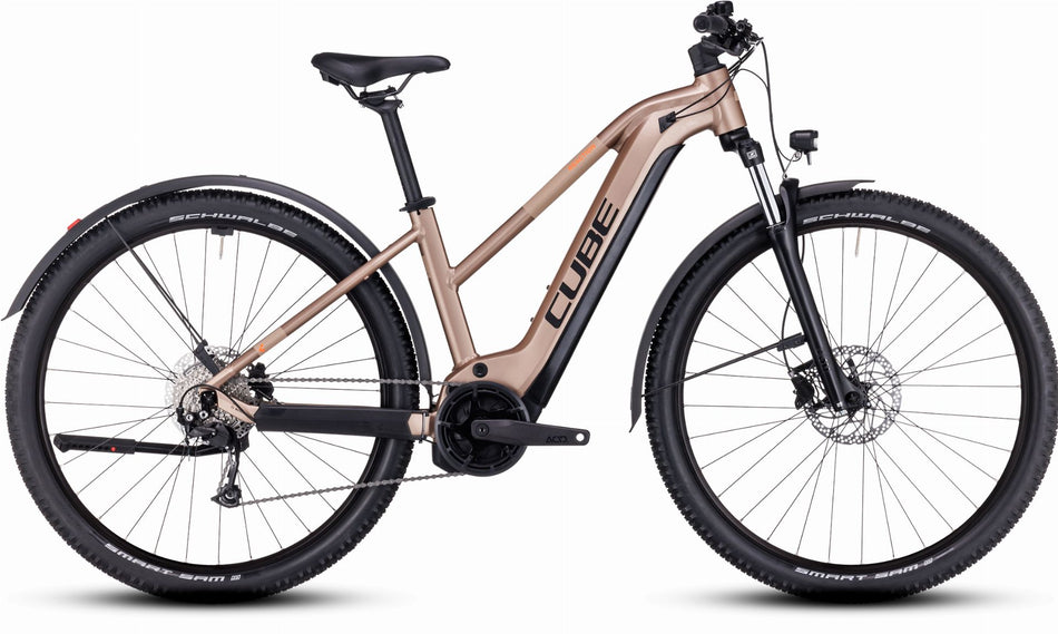 Cube Reaction Hybrid Performance Allroad 500 Wh E-Bike Hardtail Trapeze metallicbrown´n´orange