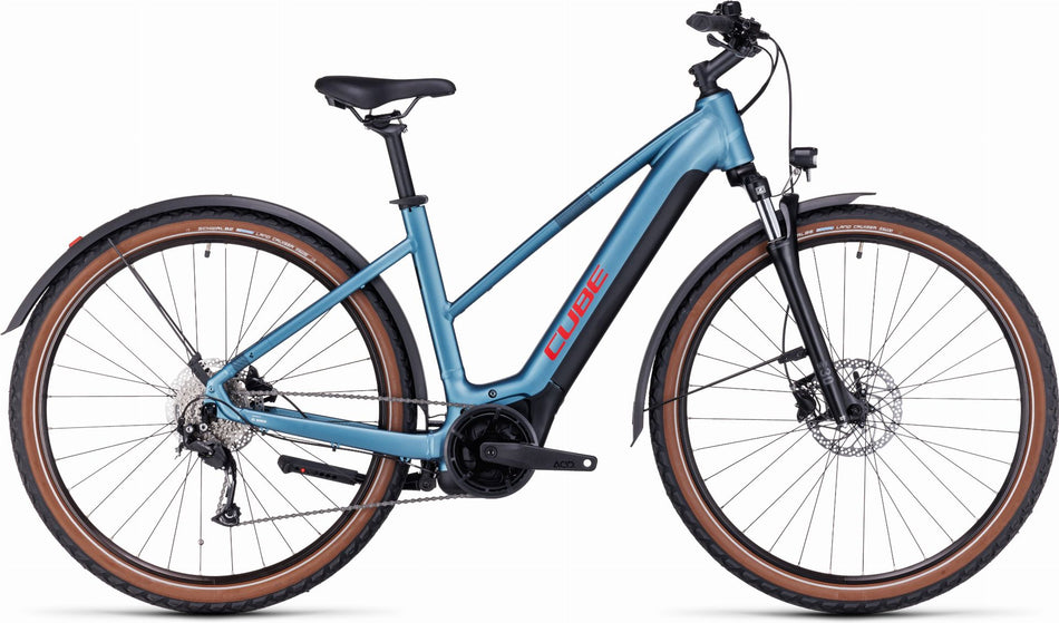 Cube Nuride Hybrid Performance 625 Wh Allroad E-Bike Trapeze 28" metalblue´n´red